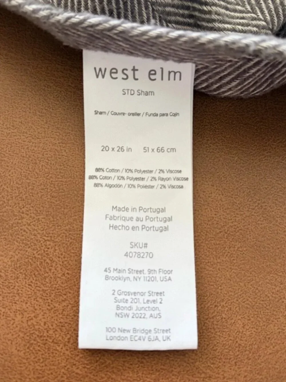 West Elm Blue & Gray Flannel Herringbone Standard Shams (Set of 2)
